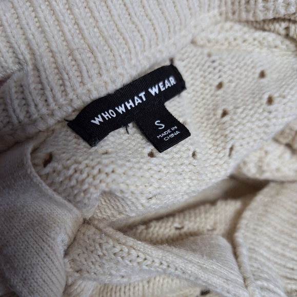 Who What Wear Button Closure Eyelet Open Knit Blouse Ruffled Dolman Short Sleeve - Picture 8 of 8